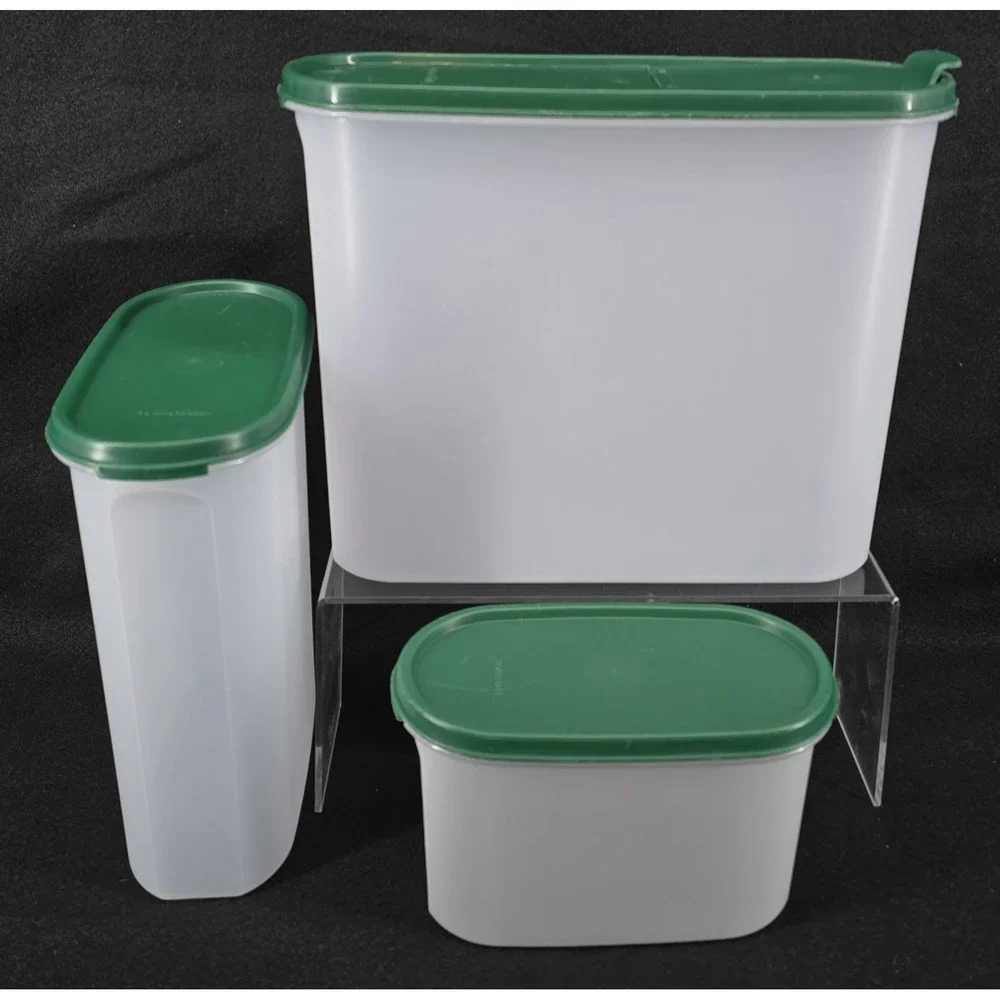 Set of 3 Vtg Tupperware Modular Mates Containers‎ Oval Green 1616 2241C 2351